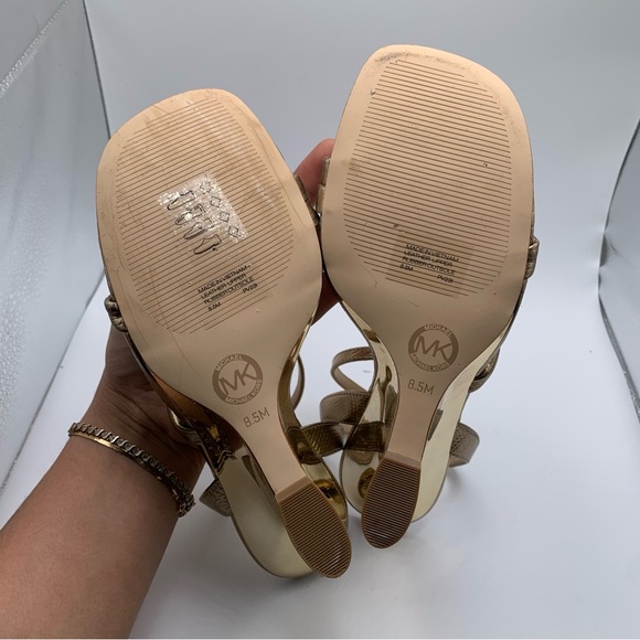 NWB Michael Kors Nadina Metallic Lizard Embossed Leather Wedge Sandal 8.5M 1893 - Picture 11 of 11